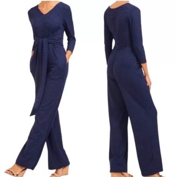 J.McLaughlin Greta Navy radio Waves Jacquard Jumpsuit Small